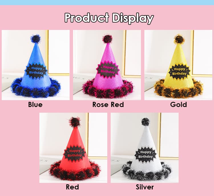 Cone Hat With Pom Poms