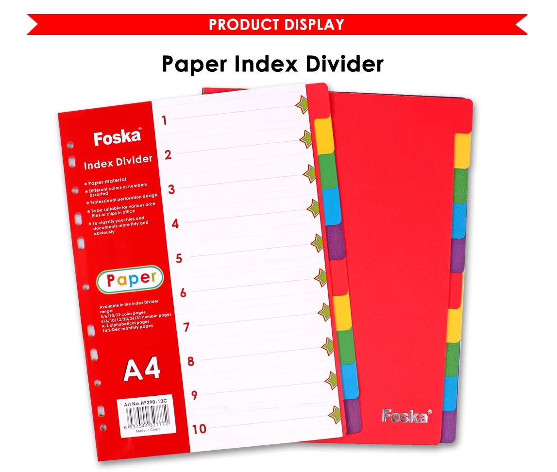 A4 paper file index