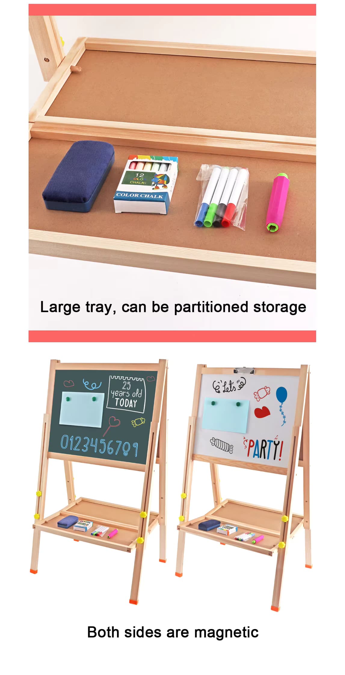 Magnetic Wooden Drawing Board Set