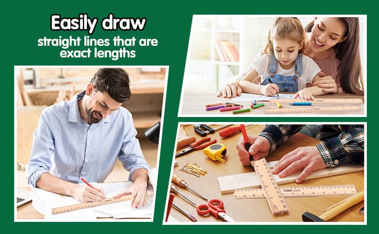 Straight Line Wooden Ruler 