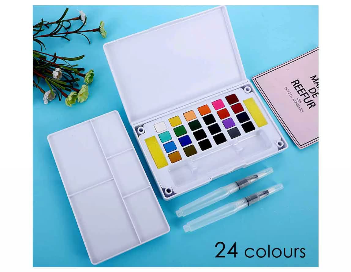 24 colors solid watercolor paint set