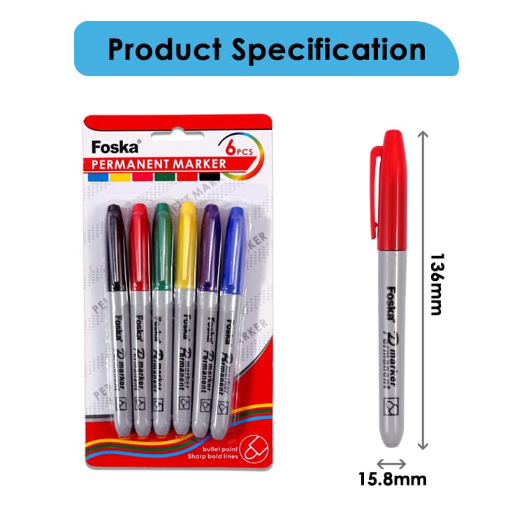 6 Colors Permanent Marker